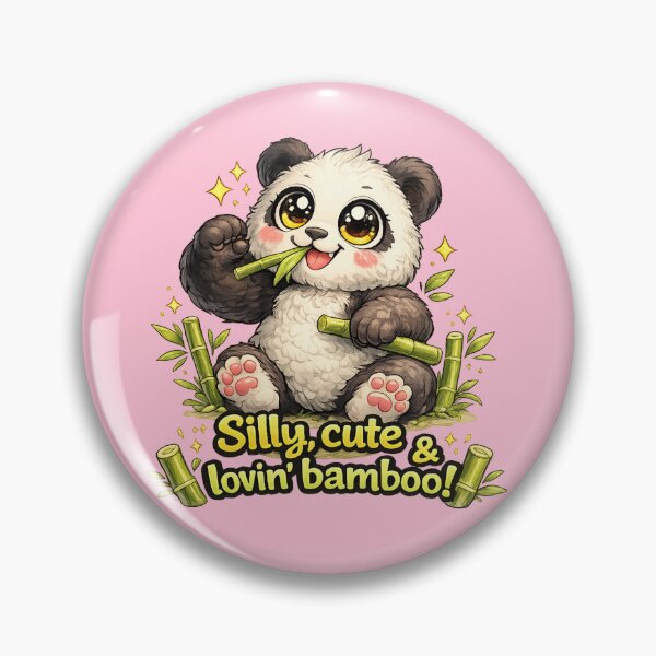 Artikelvorschau, Lustiger, süßer Panda mit großen Augen, Kawaii-Cartoon, albern, niedlich, liebenswert, Bambus entworfen und verkauft von StickyDelights.