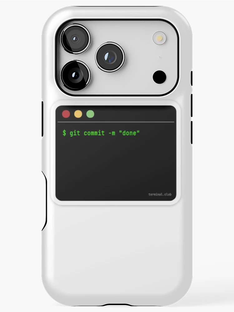 Thumbnail 1 of 4, iPhone Case, git commit -m "done" – Minimal Developer Command designed and sold by TerminalClub.