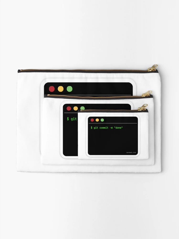 Thumbnail 2 of 4, Zipper Pouch, git commit -m "done" – Minimal Developer Command designed and sold by TerminalClub.