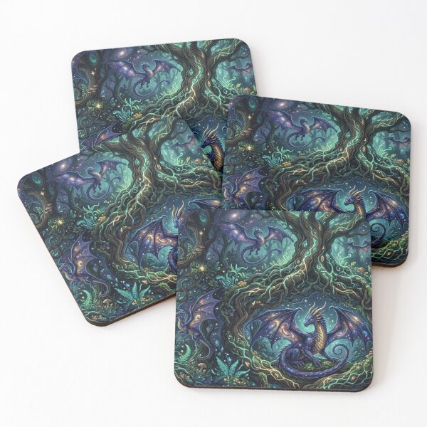 Item preview, Celestial Forest Dragon Pattern - Galaxy Wings & Ancient Mystical Trees designed and sold by InnerwayStudio.