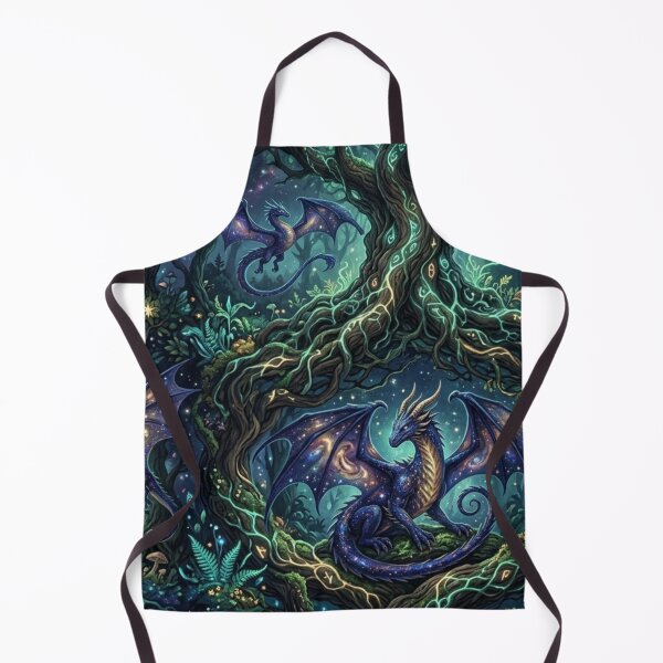 Item preview, Celestial Forest Dragon Pattern - Galaxy Wings & Ancient Mystical Trees designed and sold by InnerwayStudio.