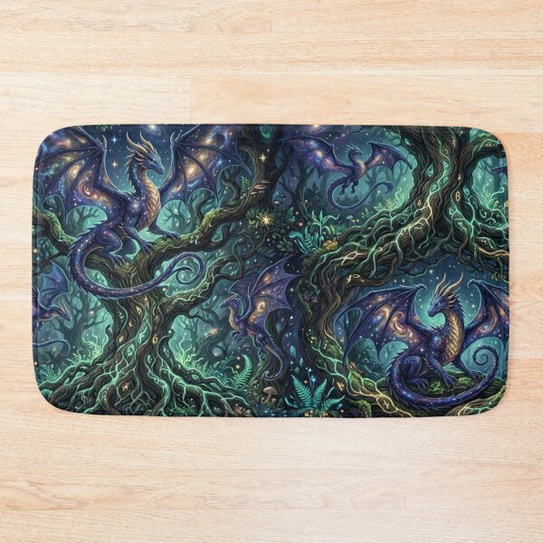 Item preview, Celestial Forest Dragon Pattern - Galaxy Wings & Ancient Mystical Trees designed and sold by InnerwayStudio.