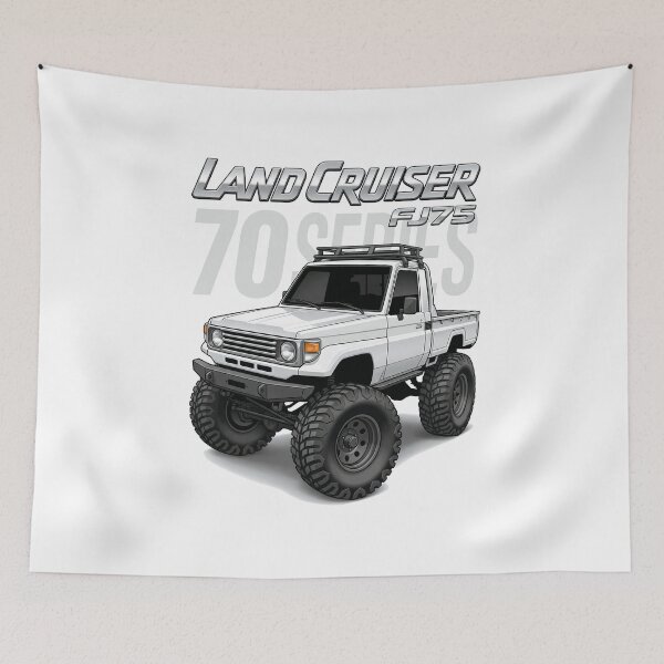 Item preview, Land Cruiser 70 Series FJ75 Pickup with rakcs Off Road Illustration designed and sold by Off-Road-Zone.