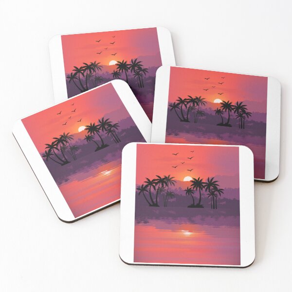 Item preview, Tropical Sunset Palm Trees Landscape Art designed and sold by Cutethings3.