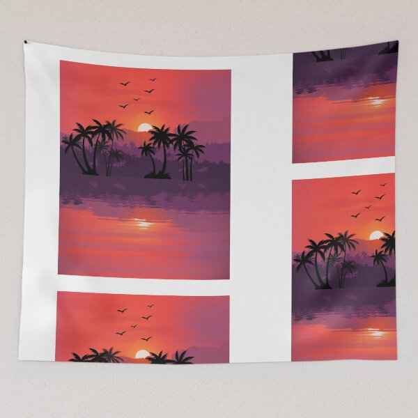 Item preview, Tropical Sunset Palm Trees Landscape Art designed and sold by Cutethings3.