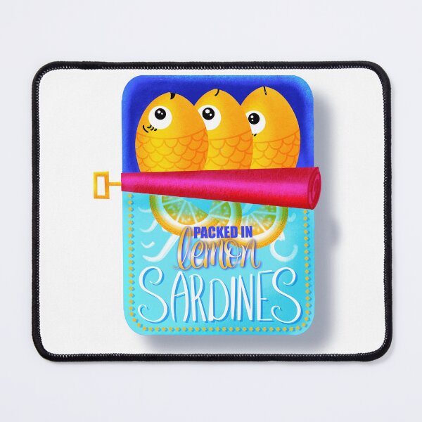 Item preview, Lemon Sardine Tin Illustration | Cute Fish Art Coastal Kitchen Decor Whimsical Food Illustration designed and sold by What a Great Shop!.