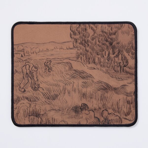 Item preview, Cypresses With Four People Working in the Field by Vincent van Gogh: Rustic Poster designed and sold by artofuniverse.