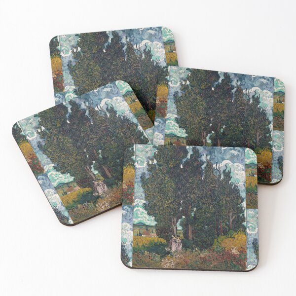 Item preview, Cypresses With Two Figures by Vincent van Gogh: Post‑Impressionist Landscape Poster designed and sold by artofuniverse.