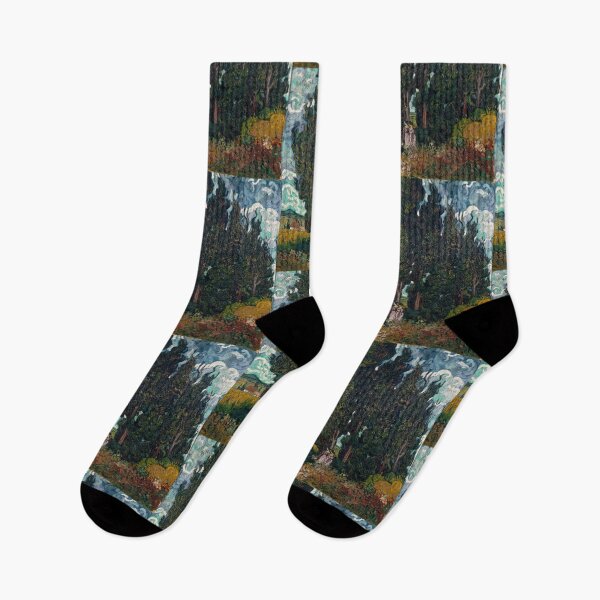 Item preview, Cypresses With Two Figures by Vincent van Gogh: Post‑Impressionist Landscape Poster designed and sold by artofuniverse.