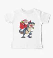 Santa Riding Dinosaur T rex T Shirt Christmas Gifts X-mas Kids Boys Girls Man Women Baby Tee