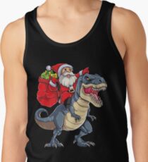 Santa Riding Dinosaur T rex T Shirt Christmas Gifts X-mas Kids Boys Girls Man Women Tank Top