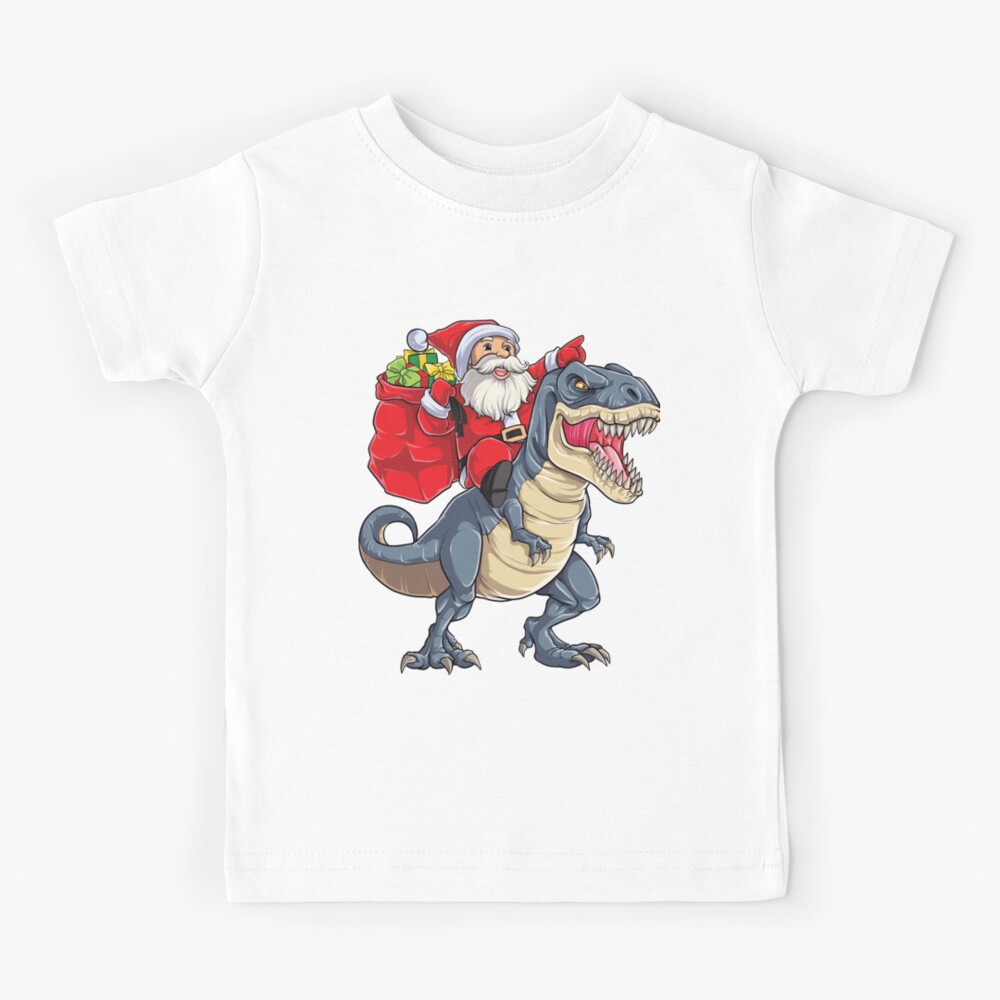 Santa Riding Dinosaur T rex T Shirt Christmas Gifts X-mas Kids Boys Girls Man Women Kids T-Shirt