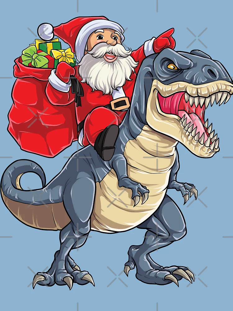 Santa Riding Dinosaur T rex T Shirt Christmas Gifts X-mas Kids