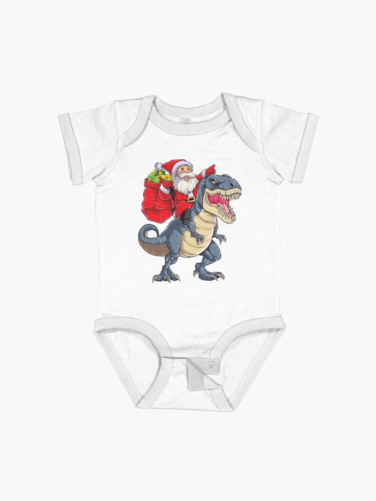 Thumbnail 1 of 2, Baby One-Piece, Santa Riding Dinosaur T rex T Shirt Christmas Gifts X-mas Kids Boys Girls Man Women designed and sold by LiqueGifts.