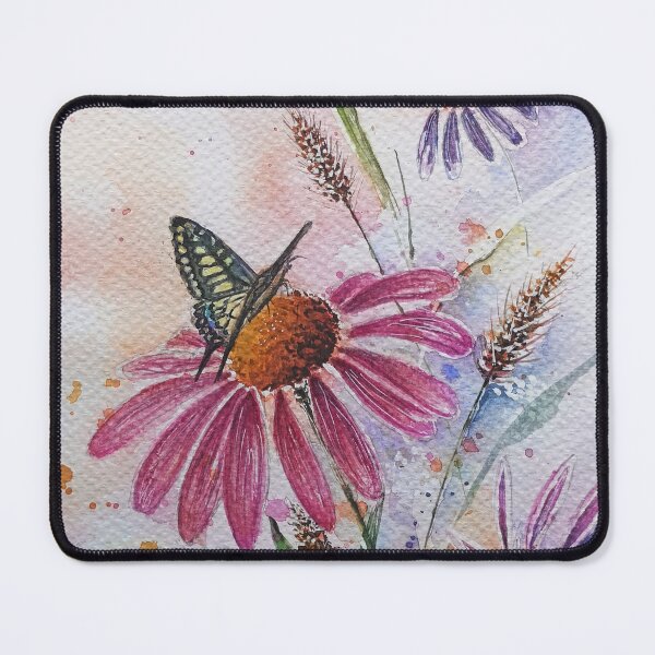 Item preview, Summer Meadow Butterfly and Echinacea Watercolor designed and sold by Dollbox_art | Soft watercolor & calm nature art.
