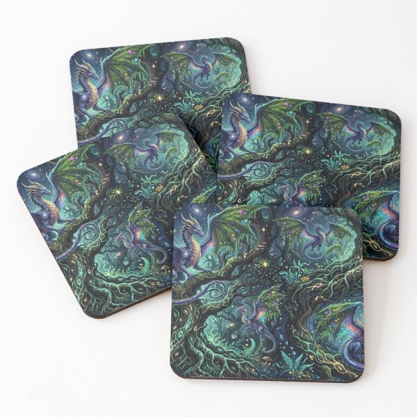 Item preview, Opal Scale Drake - Mossy Wings & Glowing Mushrooms Pattern designed and sold by InnerwayStudio.