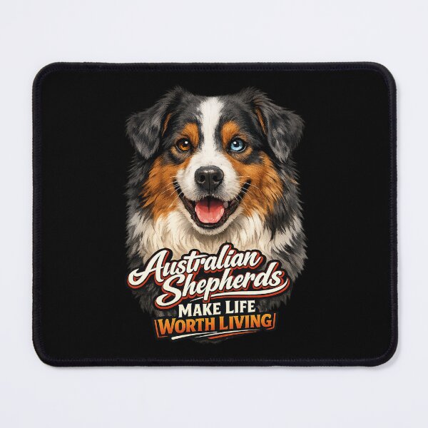 Item preview, Australian Shepherd Heterochromia Dog Portrait – Australian Shepherds Make Life Worth Living designed and sold by 486DesignCo.