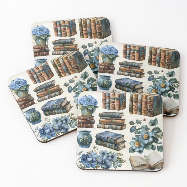 Item preview, Vintage Blue Botanical & Antique Books Sticker Sheet designed and sold by VineVibe16Studio.