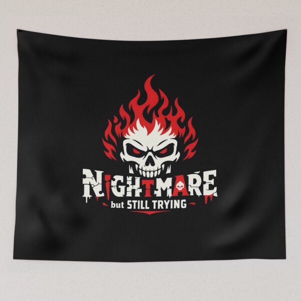 Item preview, Nightmare But Still Trying – Dark Skull Gothic Streetwear Design designed and sold by CosmicSplendor.