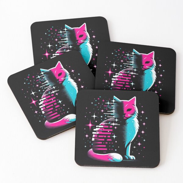 Item preview, Glitch Cat - Retro Vaporwave Aesthetic Art designed and sold by Dogandesighn.