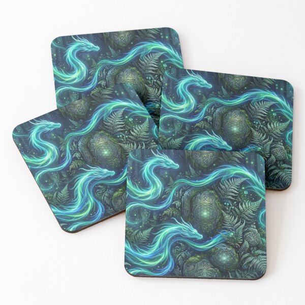 Item preview, Ethereal Spirit Dragons & Sacred Ferns Aurora Pattern designed and sold by InnerwayStudio.