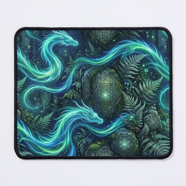 Item preview, Ethereal Spirit Dragons & Sacred Ferns Aurora Pattern designed and sold by InnerwayStudio.
