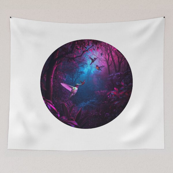 Item preview, Beautiful colorful hummingbirds at night. designed and sold by Knock on my door.
