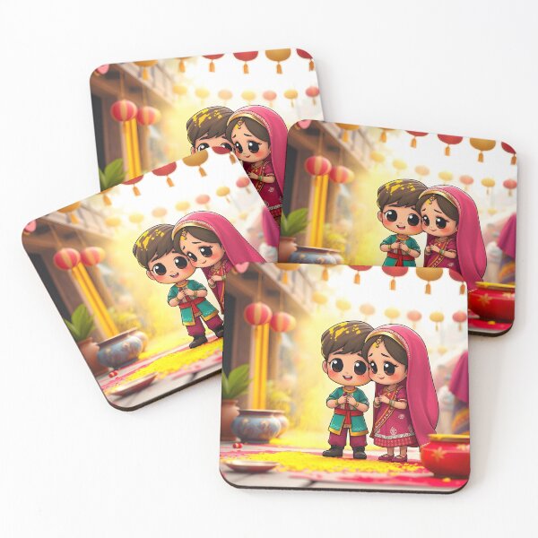 Item preview, Holi Cartoon Duo Sticker designed and sold by Teewave-Ashish.