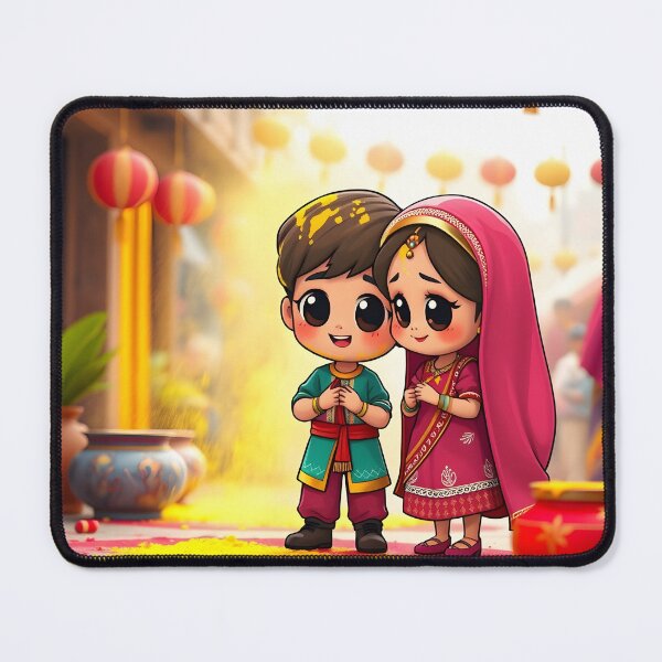 Item preview, Holi Cartoon Duo Sticker designed and sold by Teewave-Ashish.