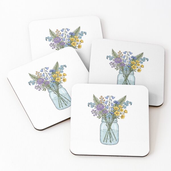 Item preview, Mason Jar Cute Wildflowers Bouquet Art, Sticker & Magnets designed and sold by Sticker Tonic.