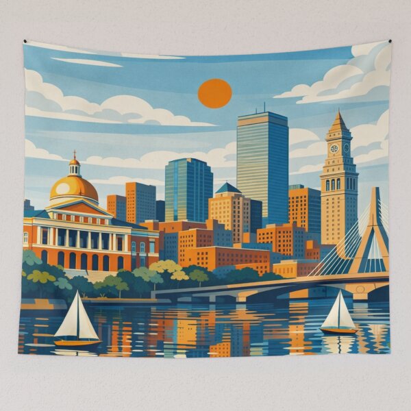 Item preview, Boston Massachusetts Vintage Travel Poster designed and sold by MatthewHeights.