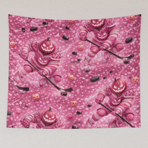 Item preview, Pink Halloween Hockey Player – Spooky Ice Sport Art designed and sold by TheHorsemanRidesAgain.