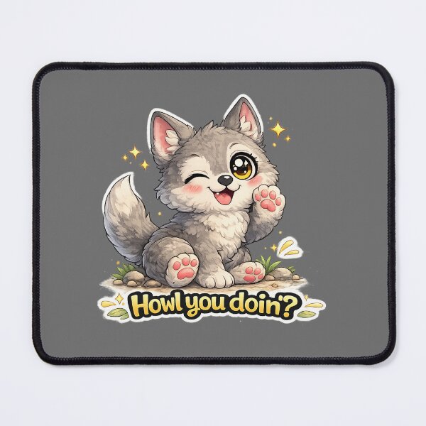 Item preview, Funny Cute Wolf Big Eyes Kawaii Cartoon Howl You Doin designed and sold by Nusha Creations.