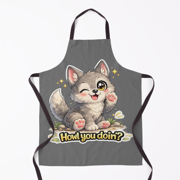 Item preview, Funny Cute Wolf Big Eyes Kawaii Cartoon Howl You Doin designed and sold by Nusha Creations.