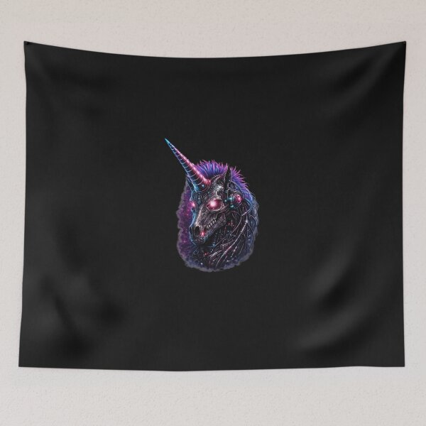 Item preview, Cyberpunk Unicorn Skull Shirt – Neon Dark Aesthetic Streetwear Tee designed and sold by unglaublichGut.