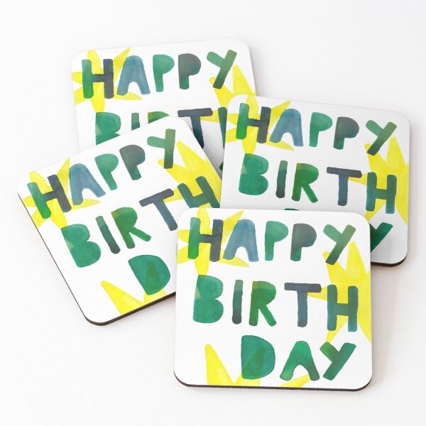 Item preview, Watercolor Block Letters and Stars Happy Birthday Card Design designed and sold by mnastudios.