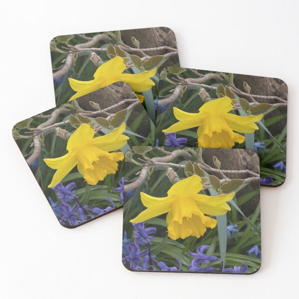 Item preview, Yellow daffodil flower with purple hyacinths designed and sold by venjaukr.