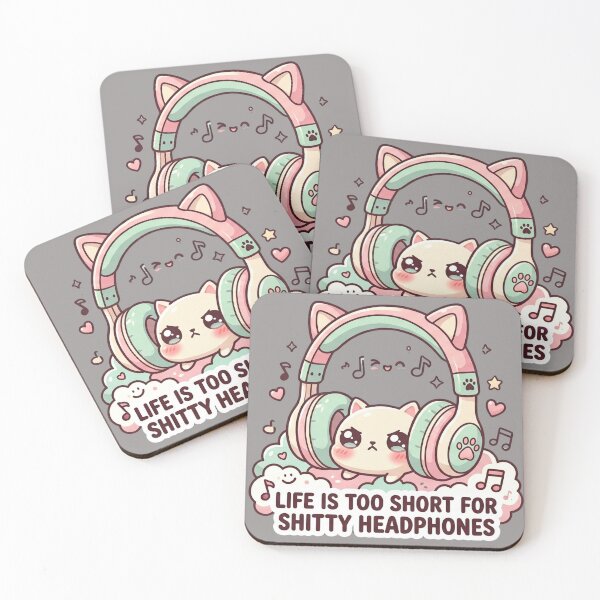 Item preview, Funny Kawaii Anger Headphones Life Is Too Short For Shitty Headphones designed and sold by Jaroslaw-S.