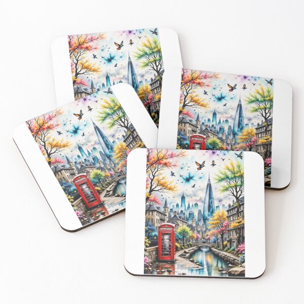 Item preview, London in the morning with red phone box and Thames designed and sold by Coolparrotgirl.