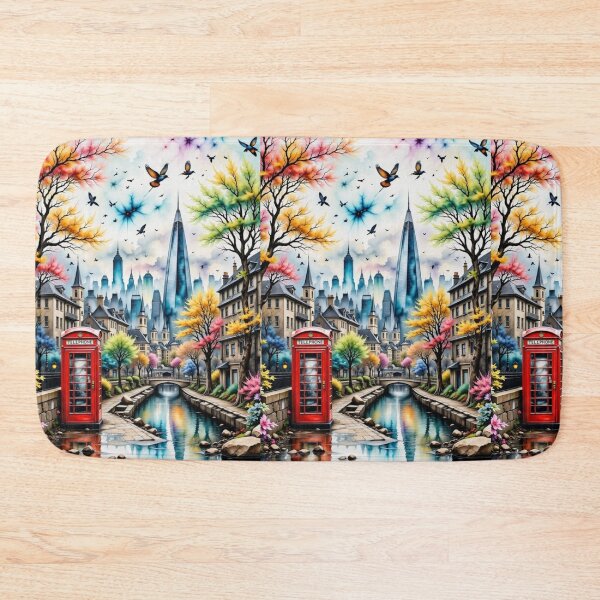 Item preview, London in the morning with red phone box and Thames designed and sold by Coolparrotgirl.