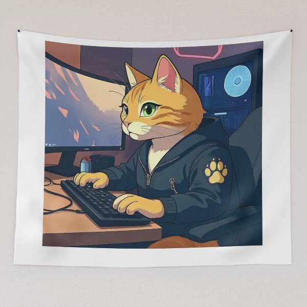 Artikelvorschau, Orange Tabby Gamer Anime-Kunst. entworfen und verkauft von Logixly.