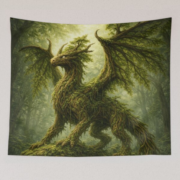 Item preview, Forest Dragon Spirit – Nature Guardian, Tree Dragon, Enchanted Woodland Creature, Green Fantasy Dragon Art, Mystical Nature Illustration designed and sold by DrakariArt.
