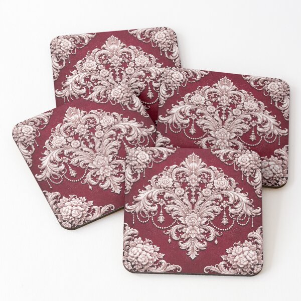 Item preview, Silver & Burgundy Rococo & Pearls designed and sold by DesignsByPrnces.