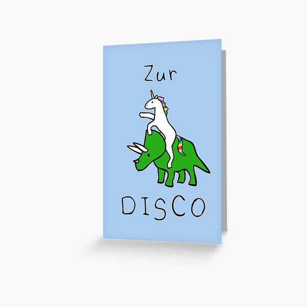 Zur Disco (Einhorn Reiten Triceratops) Greeting Card