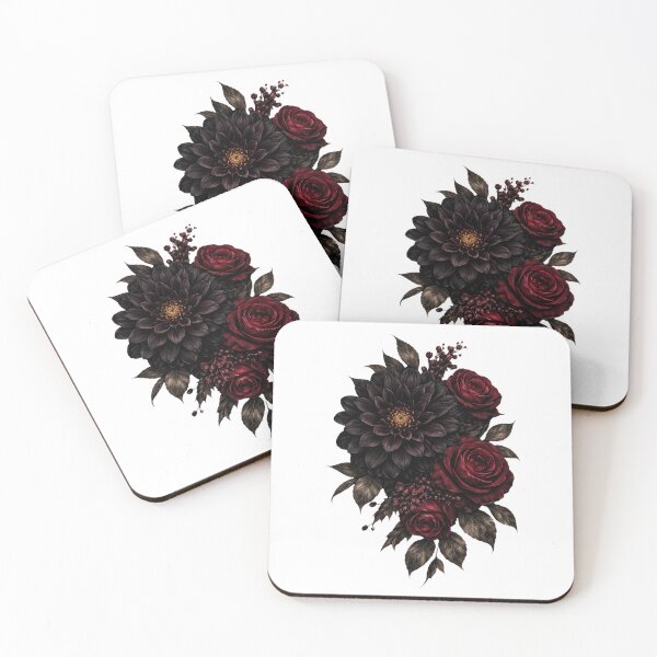 Item preview, Black Dahlia & Crimson Rose Fusion – Dark Floral Artwork designed and sold by GeaSupplyStudio.