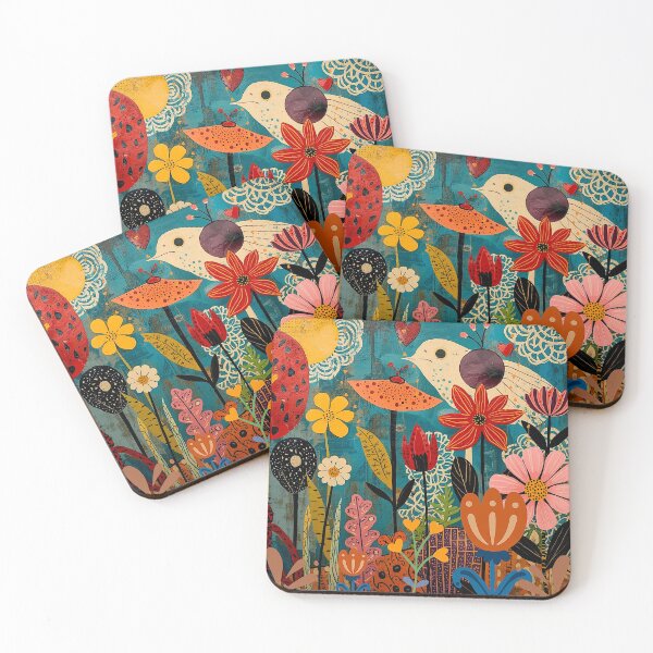 Item preview, Whimsical Folk-Inspired Bird and Floral Garden designed and sold by shaang.