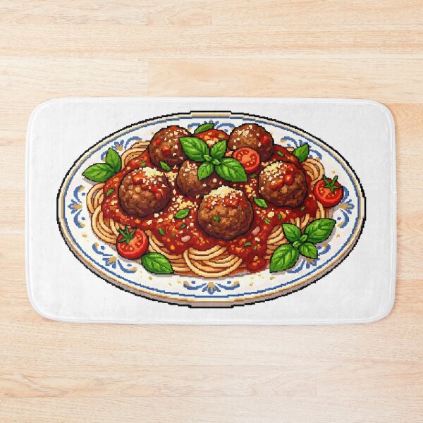 Item preview, Meatballs Spaghetti Retro Pixel Art designed and sold by BrunoLinuxArt.