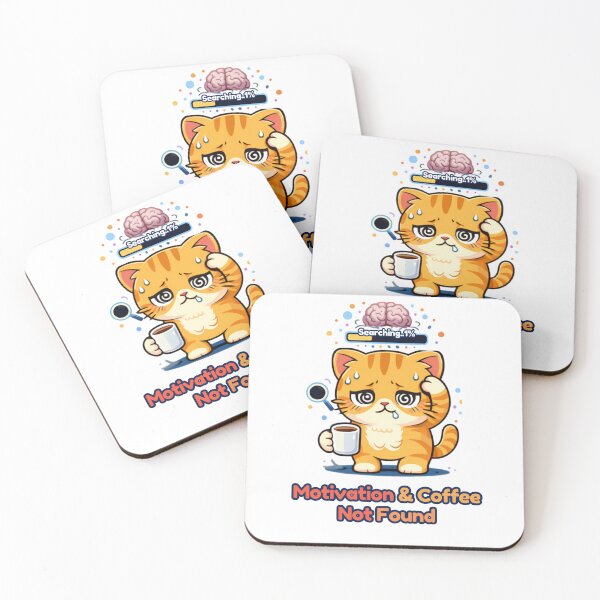 Item preview, Running on 0% Motivation ☕? | Motivation & Coffee Not Found designed and sold by Kawaii Cosmos Cats.