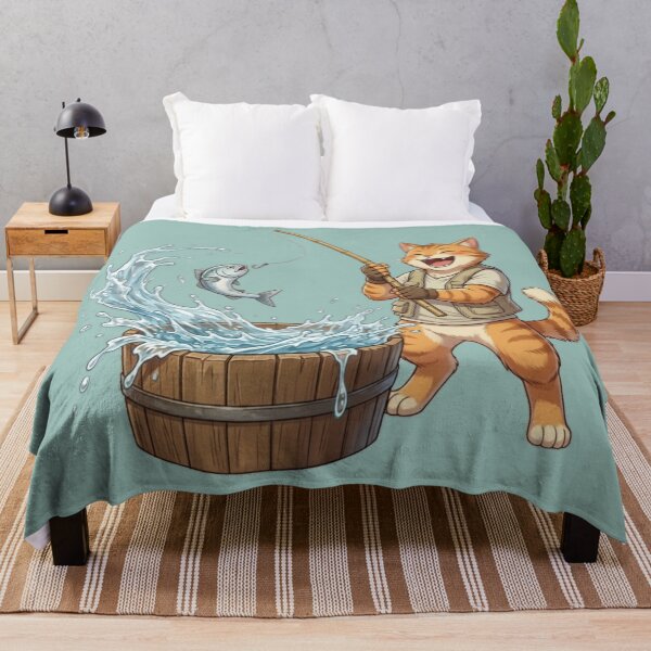 Item preview, Happy anime Fishing orange cat. designed and sold by Logixly.