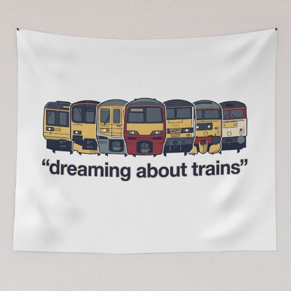 Item preview, searchable)      Dreaming About Trains Design | Retro Train Illustration | Railway Lover Aesthetic designed and sold by Guards-Comp.